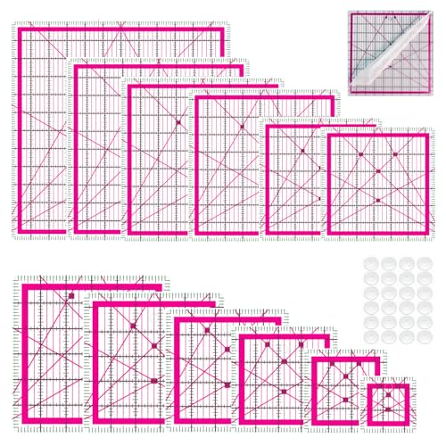 12 Quilting Rulers(2.5",3.5",4.5",5",5.5",6",6.5",7",8.5",9",10",12") - color: Red