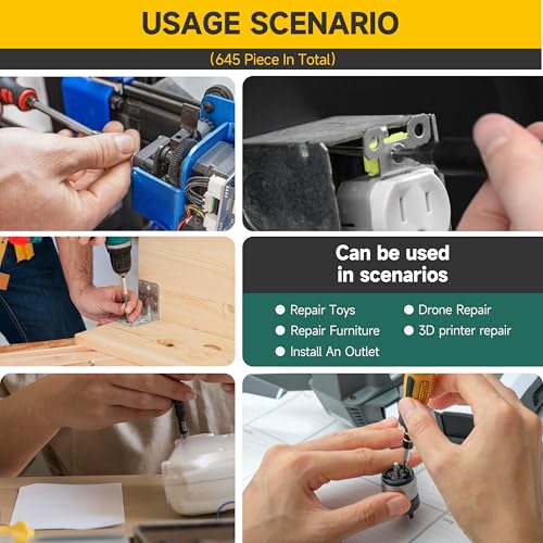 Mywish 645Pcs Metric M3 Screws Assortment Kit, Flat Head Countersunk Socket Cap Assorted Screws Nuts and Bolts, Allen Hex Drive Stainless Steel Screws - style: 645Pcs M3 Flat Head