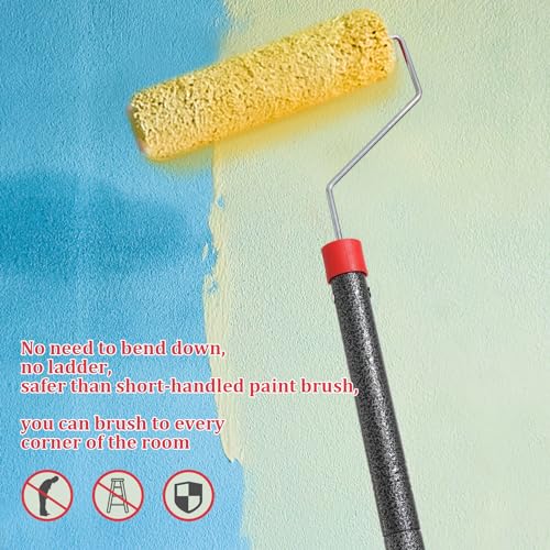 FLY HAWK Paint Roller, 4FT Paint Roller Extension Pole Paint Roller kit with House Paint Roller Brush Stainless Steel Pole, New Splicing Rod, Mural Brush for Walls and Ceiling - size: Black-4FT