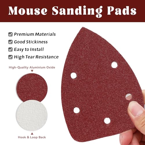 50 Pcs 120 Grit Mouse Sandpaper, Aluminum Oxide Mouse Sanding Pads - size: 120 Grit