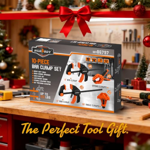 10-Piece Bar Clamp Set for Woodworking, 4 x 6-inch & 2 x 12-inch One-Handed F Clamp/Spreader, 132 lbs Load Capacity, Includes Spring Clamps & 90° Angle Clamp, Quick-Release Grip - color: 10pcs 132lbs 6"&12" Orange