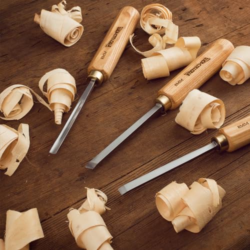 12-Piece Wood Carving Chisel Tools Set, Sharp CR-V Steel Blades - size: 12-Piece with Ash Handle