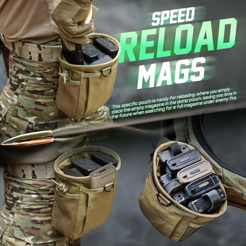LIVANS Tactical Molle Dump Pouch, Magazine Drop Pouch Drastring Ammo Bag - color: Khaki