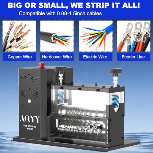 Electric Wire Stripping Machine, 11 Channel Automatic Wire Stripper for 0.08-1.5 in. Copper Wires, 700W Cable Stripper Machine with 10 Blades, Electric Wire Stripper for Workshop Recycling
