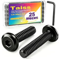 Taiss 25pcs 1/4-20x1-1/2 Flat Head Socket Head Screw,Furniture Bolts,Furniture Screws 304 Stainless Steel,1/4 Bolts Black Zinc Plated Fully Threaded,Countersunk Connector Screws with Hex Spanner - size: 25PCS 1/4-20x1-1/2"