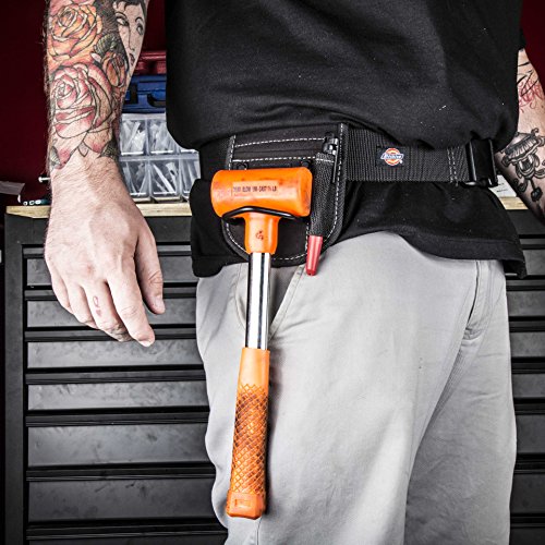 Dickies 2-Compartment Hammer Holder for Tool and Work Belts, Durable Canvas, Includes Tool Loop and Pocket, Fits up to 4.5-inch Belts, Black - color: Black