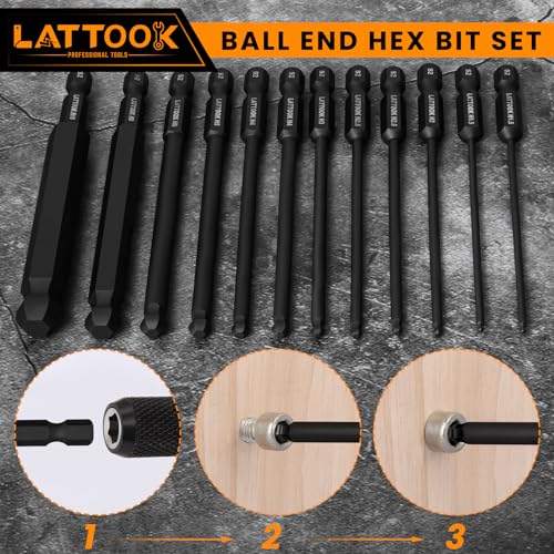 SAE Ball End Hex Bit Set with T Handle Ratchet Driver - style: 10PCS Ball Hex Bits+T Handle