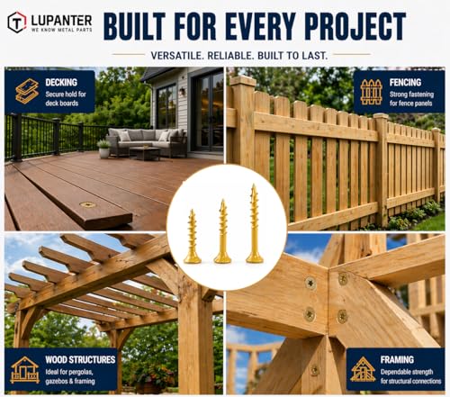 Deck Screws Assortment Kit, #10 x 3'', 3-1/2'', 2'', 4'', #8 x 1'', 1-1/4'', 1-1/2'', 2'', Multi-Size Fasteners Set for Decking and Outdoor Wood Projects, 490 Pack