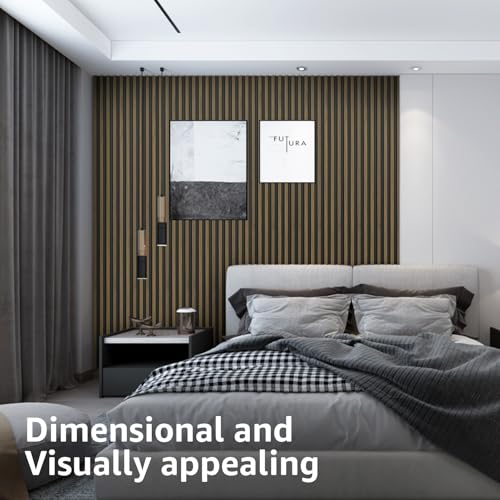 Art3d 96 x 6 Inch 3D Fluted Wood Textured Slat Wall Panel, 8-Pack, Ebony - color: Ebony, size: 96*6