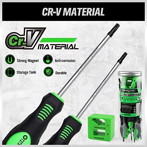 SWANLAKE Magnetic Torx Screwdriver Set - 13 Pieces - T5 to T40 Star Screwdrivers - style: 13-Piece Torx Screwdriver Set