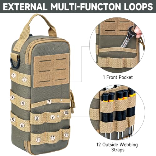 Small Tool Bags for Men with Carabiner,Tactical Tool Bag for EDC,Motorcycle - color: Olive Green