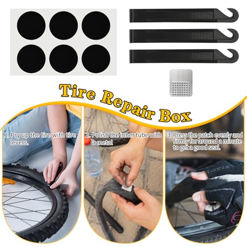 Bike Repair Kit, Bike Tire Repair Tool Kit, Including Bike Tire Pump, 16-in-1 Bike Multitool, Bicycle Tire Repair Accessories, Used for Mountain Bike and Road Bike - size: Multi-Tool+Inflator+Tire Repair Kit