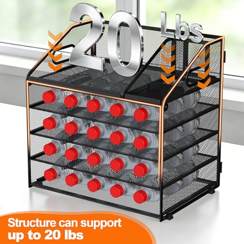 DocNest 5 Tier Metal Mesh Desk File Organizer with Phone Shelf, Black - color: Black, size: 12.6" x 9.1" x 13.3"