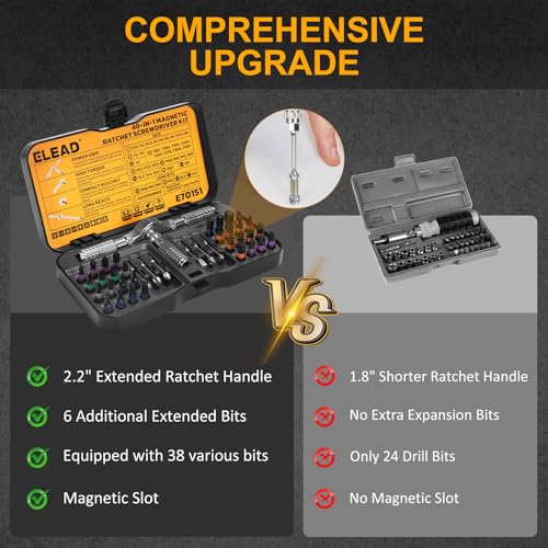 40 in 1 Magnetic Ratchet Screwdriver Set, Multi Bit Magnetic Ratcheting Screwdriver Set with Detachable Ratchet Handle, Repair Tool Kit for Computer Bicycle Furniture DIY - size: 40-Piece