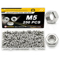 M5 Hex Nuts 250Pcs 304 Stainless Steel A2-70 Rustproof Metric - size: Metric M5;250pcs