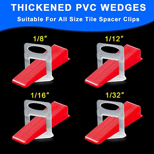 Reusable Leveling Wedges,Reusable Tile Leveling System Wedges for 1/8" Spacers,1/16" Spacers,1/32" Spacers and Tile Leveling Tools Kit for Wall/Floor Tile & Stone Installation