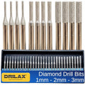 Drilax 30-Pc Diamond Drill Bits for Stone, Glass, Dremel, 1-3mm, 1/8" Shank - size: 1mm - 2mm - 3mm