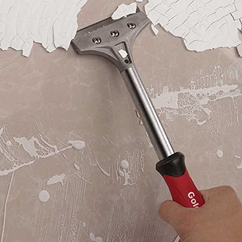Goldblatt Paint Scraper Tool with 5 Blades, 4-inch Wall Scraper with Anti-Slip Handle – Ideal for Removing Paint, Wallpaper, Adhesive, Grout on Walls, Floors, Tiles, Glass, Windows (Metal)