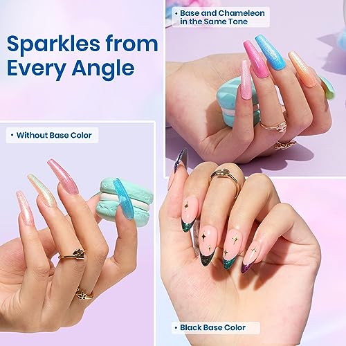 Beetles Glitter Gel Nail Polish Set 6 Colors Sparkle Gel Polish Kit - color: A - Mixed Finishes | Nebula Halo