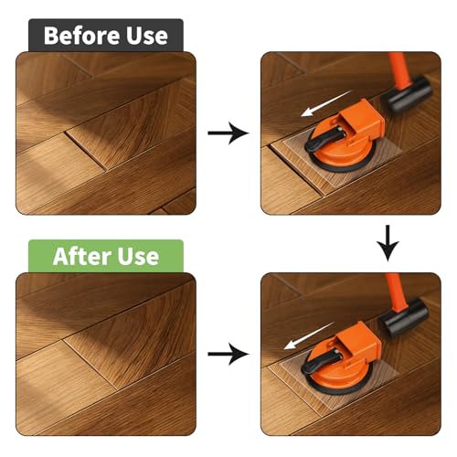 Floor Gap Fixer Tool Kit with Rubber Mallet and 8 Reusable Sticky Pads, Heavy Duty Suction Cup Floor Gap Repair Tool for Laminate, Vinyl Plank, Hardwood and LVP Flooring
