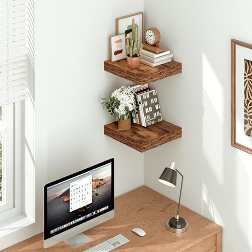 Vivelove 12x12 Deep Floating Shelves, Rustic Brown, Set of 2 - color: Rustic Brown, size: 12”wx12”dx1.5”h