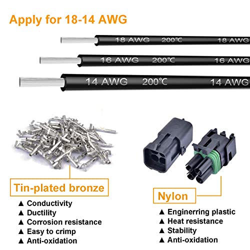 18-14 AWG 1/2/3/4 Pin Connector Weather Pack Connectors Kit (26 Set) - color: 1-4pin/26kit With Crimper