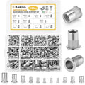 KADRICK 340pcs SAE & Metric Rivet Nut Kit,304 Stainless Steel Flat Head - size: SS Metric & SAE Kit 340Pcs