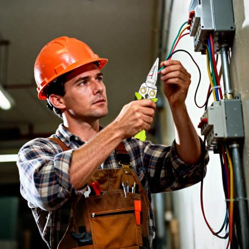 SEESE 8-in-1 Wire Stripper for Electrician: Needle Nose Pliers with Voltage Tester & Dual Alarms - Electrical Pliers for Cutting Wires, Pulling Wires and Crimp Wires