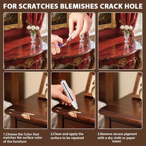 Furniture Repair Kit Wood Markers - 13 Markers & Wax Sticks with Sharpener