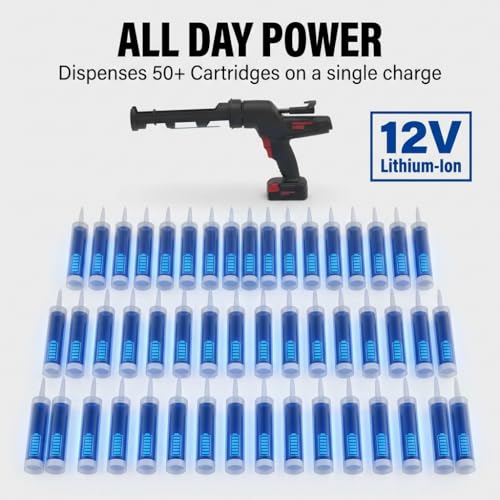 12V Cordless Electric Caulking Gun, 29 oz Cartridge, 450 lb Thrust - size: 29oz / 856ml / 1 Quart, style: Cordless 12V (9000 Series)