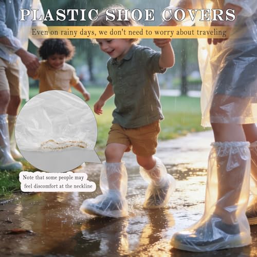 Individually Packaged Rain Shoe Covers for Adults, 40 Pcs Clear Disposable Plastic Shoe Ponchos, Wear-resistant & Portable，Perfect for Use in Rain, Snow and Disney (Kids + Adults, L 40Pcs) - size: Kids + Adults L 40Pcs