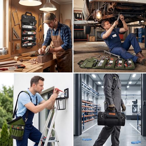 HISEA Roll Up Tool Bag Organizer, 27"*14" Portable Heavy Duty Tool Roll Bag - color: Black