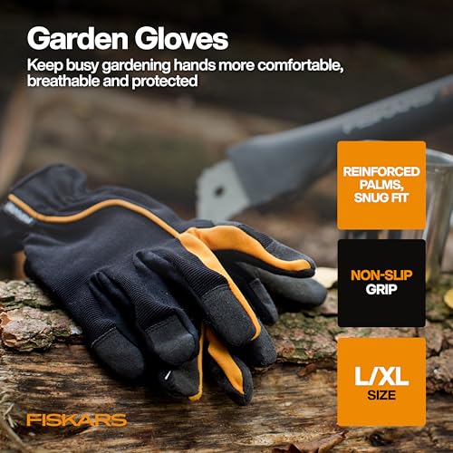 Fiskars 4-Piece House Plant Starter Tool Gift Set, Plant Care Accessories Set for Indoor Gardening and Potting, Pruning Shears with Steel Blade, FiberComp Trowel & Cultivator, L/XL Garden Gloves - style: Houseplant Starter Gift Set