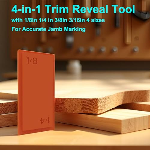 4-in-1 Trim Reveal Tool - 1/8", 3/16", 1/4", 3/8" - Precision Trim Gauges - Non-Damaging Hard Plastic Door Reveal Marking Tools for Accurate Jamb Marking - Wood Reveal Spacing Tool (Orange) - size: 4in1 orange