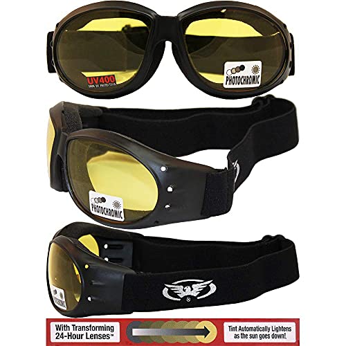 Global Vision Eliminator Dirt Bike Padded Motorcycle Riding Goggles for Men and Women (Black Frame/Smoke Lens) - color: Black Frame/Yellow-smoke Lens