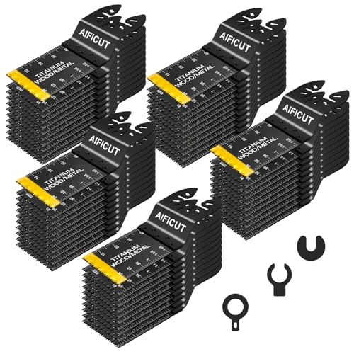 AIFICUT 55 PCS Oscillating Saw Blades Quick Release Universal oscillating Tool Blades Wood Plastics and Metal Multitool Blade Kits for Wood fit Dewalt Rockwell Milwaukee Makita Ryobi