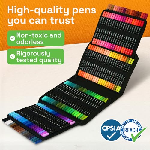 ARTISTRO Acrylic Paint Markers, Dual-Tip Paint Pens, Black 120 Pack - size: Dual Tip (Brush + Fine)