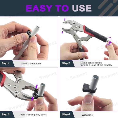 Swpeet 57Pcs 5 Size Heavy Duty Double Snap Grip Nylon Hose Clamps and 7" Curved Jaw Locking Pliers Assortment Kit, Adjustable Ratcheting Hose Clamp, Vice Grips Pliers, Snap Fastener