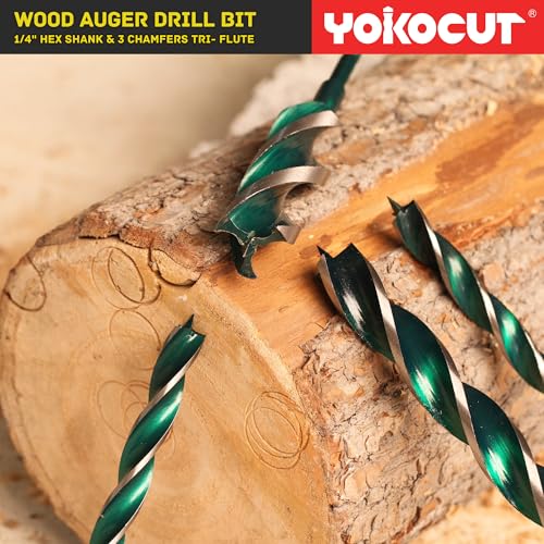 3/4"x 12" Auger Drill Bit for Wood, Hex Shank Tri-Flute Wood Drill Bits, Ship Auger Long Drill Bit for Soft and Hard Wood, Plastic, Drywall, Tree Stump and Composite Materials - size: 3/4 Inch, style: Length: 12"