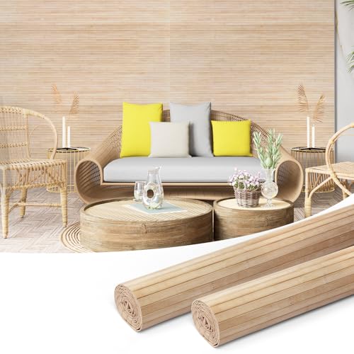 Art3d 48 x 96 in Natural Bamboo Wall Panel, 2-Pack, Light-Carbonized - color: Light-carbonized, size: 2-48 inches x 96 inches
