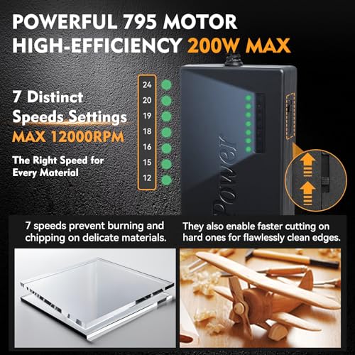 Super Mini Table Saw for Crafts & Hobbyists, [Dual Motor & Switches] 7 Speeds 200W Max, Multifunctional, 122+ Accessories, Cut/Engrave/Polish/Drill, Compact for Model Making, Gift for Creators