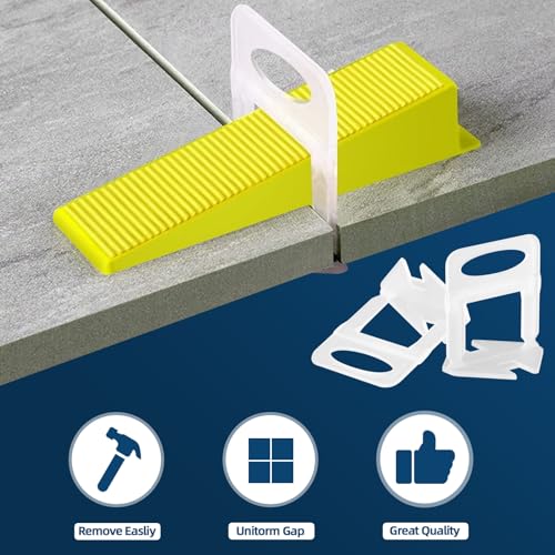 1/8” Tile Leveling Clips 4000 PCS Tile Leveling System Kit Tile Spacers, Prevent Tile lippage, Professional Ceramic Tile and Stone Leveler Installation (1/8 IN, 4000) - size: 1/8” 4000