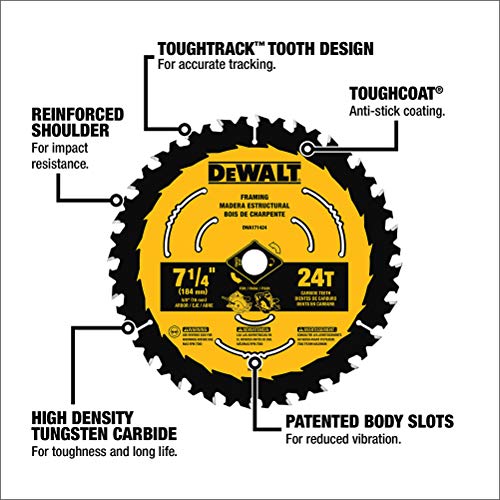 DEWALT Circular Saw Blade, 6 1/2 Inch, 18 Tooth, Framing (DWA161218)