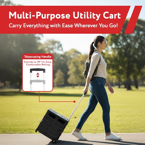 dbest Products Quik Cart Pro Collapsible Rolling Crate on Wheels - Black - color: Black, style: Pro