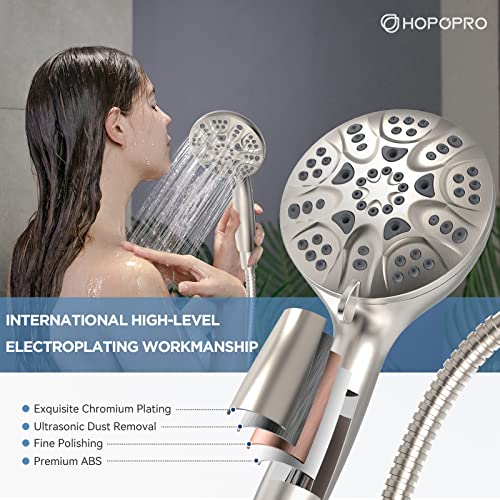 HOPOPRO High Pressure Handheld Shower Head Set with 6 Modes, Brushed Nickle - color: Brushed Nickel, style: 6 Modes