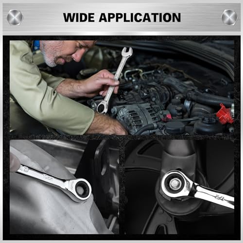 ELEAD 33-Piece Combination Ratchet Wrench Set | SAE & Metric Sizes (1/4" to 3/4" & 6-18mm) | 72-Tooth Gear Design | CR-V Steel | Organizer Carry Case | Ideal for Mechanics & DIY - style: 33-Piece Upgraded Version