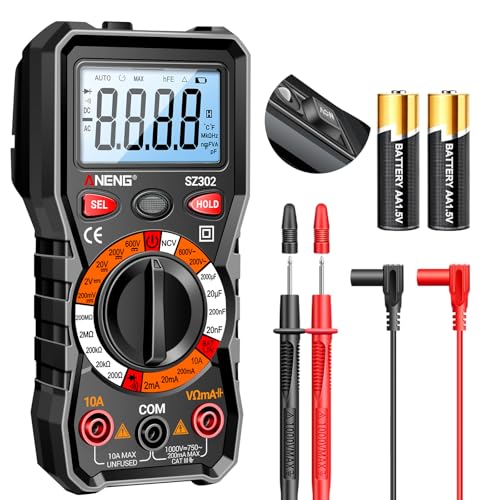 ANENG Multimeter with Case,Volt Amp Meter with Backlit LCD,NCV,Flashlight - color: Rubberized Black