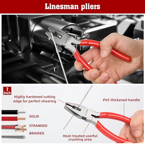 TOOLEAGUE 8Pcs Pliers Set with Storage Bag,Red