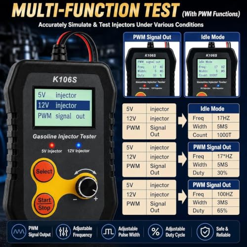 Fuel Injector Tester Cleaner Kit, PWM Injector Test Tool for Car - color: Gray-106s