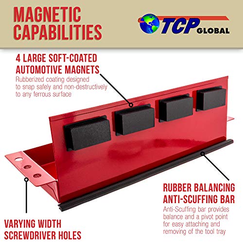 TCP Global 12" Magnetic Tool Shelf - Toolbox & Cabinet Organizer
